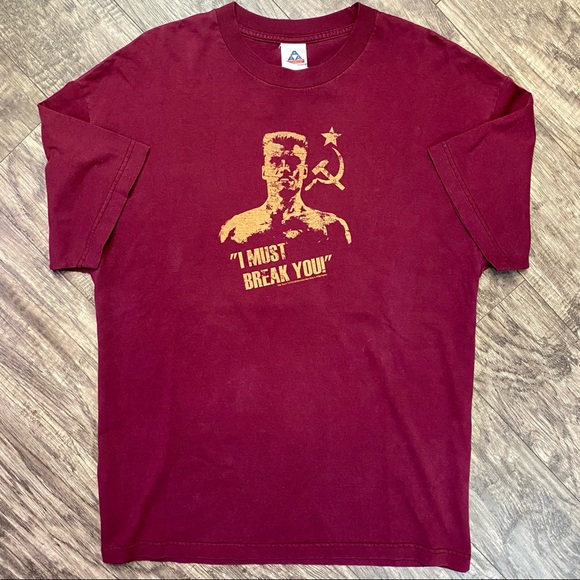 Vintage Other - Vintage Rocky IV Movie Promo Maroon T Shirt “I Must Break You” The Russian XL
